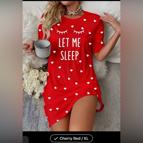 Other - Red Heart Print Sleep Shirt